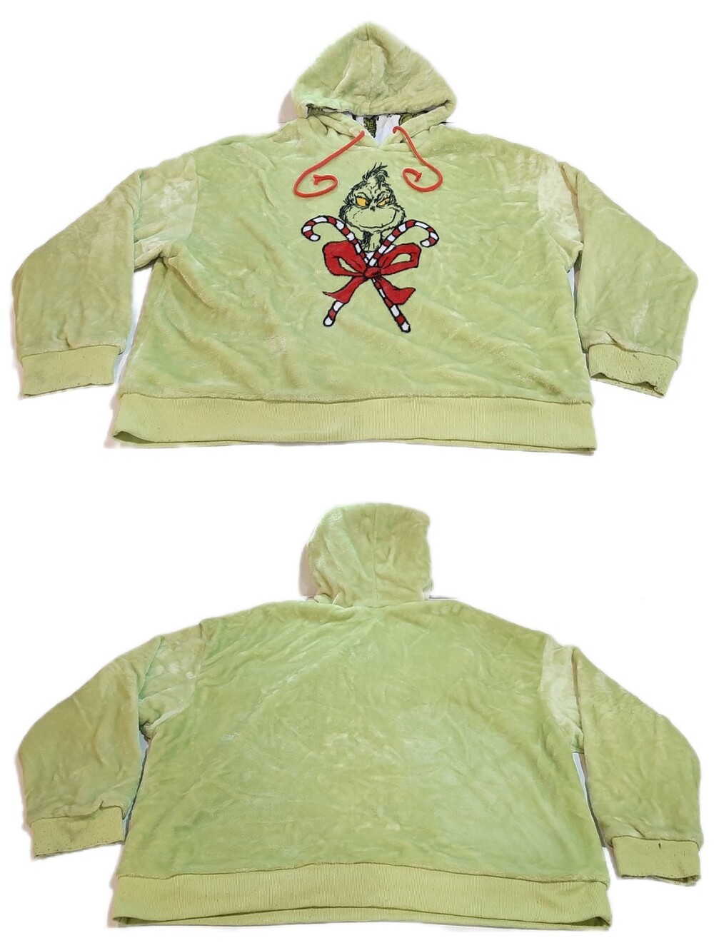 🛍Dr. Seuss The Grinch women's Large reversible graphic fleece hoodie